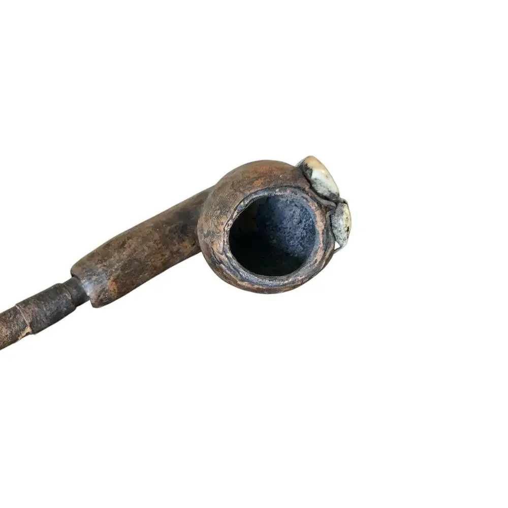 Hand Carved Wood Tobacco Pipe Vintage Long 16 inch Rustic Folk Art‎ Display